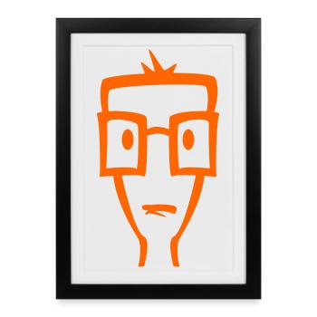 Garçon aux lunettes - Affiche encadrée (27 × 37 cm) - noir - Devant