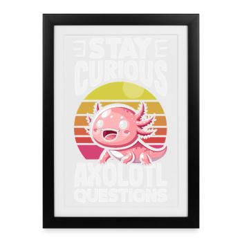 Mignon Axolotl Kawaii Amoureux des Axolotls - Affiche encadrée (27 × 37 cm) - noir - Devant