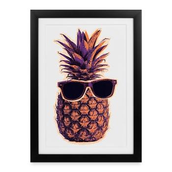 Cool pineapple with sunglasses - Framed poster (27 × 37 cm) - black - Front