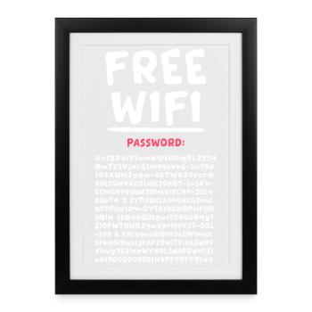 Funny FREE WIFI Free Internet Funny Password  - Framed poster (27 × 37 cm) - black - Front