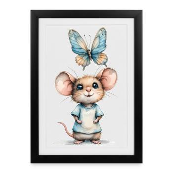 Whispers between the mouse and the butterfly 🐭 🦋 - Framed poster (27 × 37 cm) - black - Front