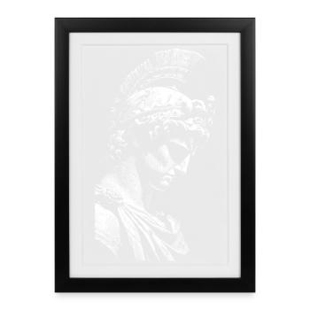 Statue de héros antique imprimé en contraste - Affiche encadrée (27 × 37 cm) - noir - Devant