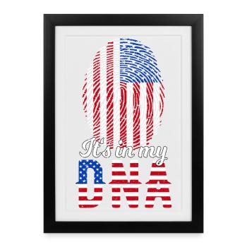 C’est dans mon ADN Empreinte américaine Drapeau américain - Affiche encadrée (27 × 37 cm) - noir - Devant