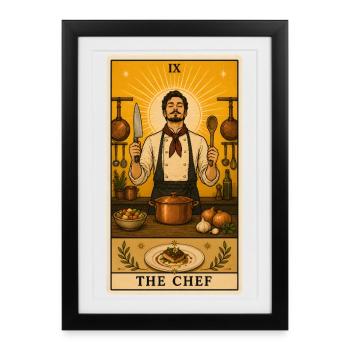 Cook | Kitchen Cooking Gastronomy Tarot - Framed poster (27 × 37 cm) - black - Front