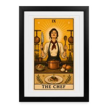 Cook | Kitchen Cooking Gastronomy Tarot - Framed poster (27 × 37 cm) - black - Front