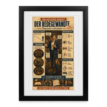 Der Redegewandte – gute Worte öffnen Türen   - Gerahmtes Poster (27 × 37 cm) - Schwarz - Vorne