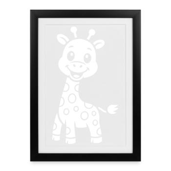 Giraffe Silhouette Kids Safari Motif - Framed poster (27 × 37 cm) - black - Front