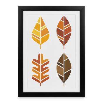 Vier Herbstblätter Raster - Gerahmtes Poster (27 × 37 cm) - Schwarz - Vorne