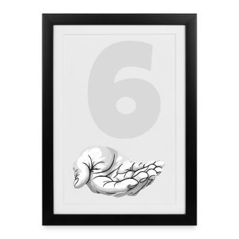 Funny Six Meme Hand Gen Alpha Joke - Framed poster (27 × 37 cm) - black - Front