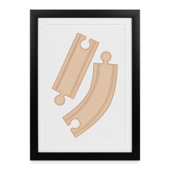 Wooden Curves Puzzle Pattern Rails - Framed poster (27 × 37 cm) - black - Front
