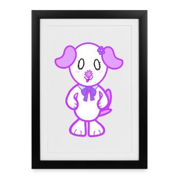 KawaiiDOGGOS - Imprimé floral - Affiche encadrée (27 × 37 cm) - noir - Devant