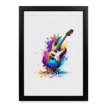 Guitare - Affiche encadrée (27 × 37 cm) - noir - Devant