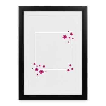 Square Flowers Pink - Framed poster (27 × 37 cm) - black - Front