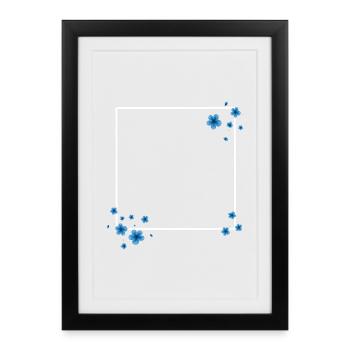 Square Flowers Blue - Framed poster (27 × 37 cm) - black - Front