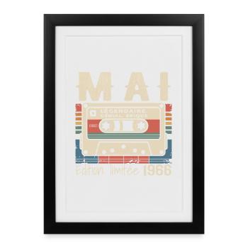 Mai 1966 - Affiche encadrée (27 × 37 cm) - noir - Devant
