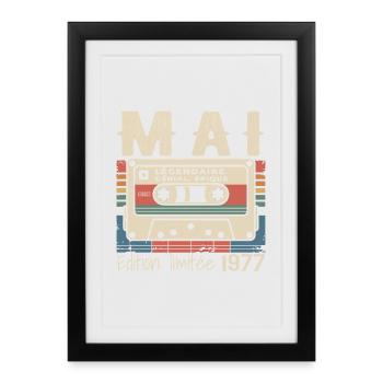 Mai 1977 - Affiche encadrée (27 × 37 cm) - noir - Devant