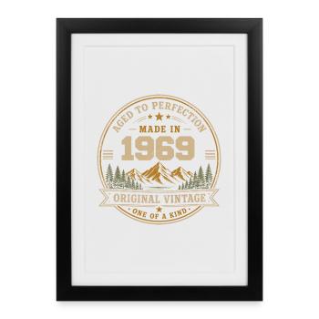 1969 Rétro 1969 Vintage 1969 Cadeau 1969 - Affiche encadrée (27 × 37 cm) - noir - Devant