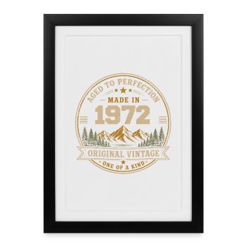 1972 Rétro 1972 Vintage 1972 Cadeau 1972 - Affiche encadrée (27 × 37 cm) - noir - Devant