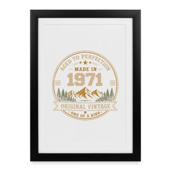 1971 Rétro 1971 Vintage 1971 Cadeau 1971 - Affiche encadrée (27 × 37 cm) - noir - Devant