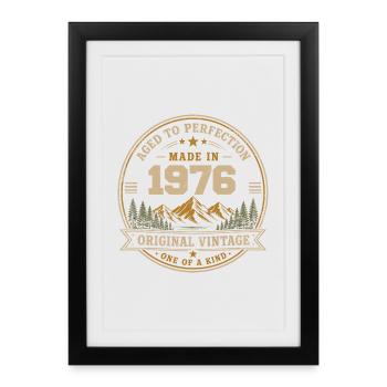 1976 Rétro 1976 Vintage 1976 Cadeau 1976 - Affiche encadrée (27 × 37 cm) - noir - Devant