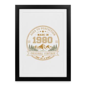 1980 Rétro 1980 Vintage 1980 Cadeau 1980 - Affiche encadrée (27 × 37 cm) - noir - Devant