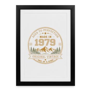 1979 Rétro 1979 Vintage 1979 Cadeau 1979 - Affiche encadrée (27 × 37 cm) - noir - Devant