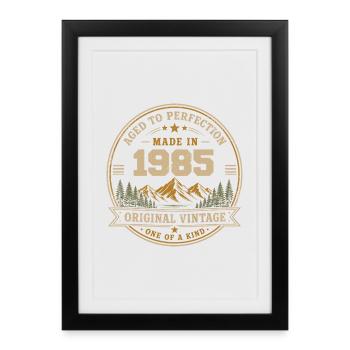 1985 Rétro 1985 Vintage 1985 Cadeau 1985 - Affiche encadrée (27 × 37 cm) - noir - Devant