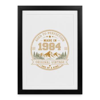 1984 Rétro 1984 Vintage 1984 Cadeau 1984 - Affiche encadrée (27 × 37 cm) - noir - Devant