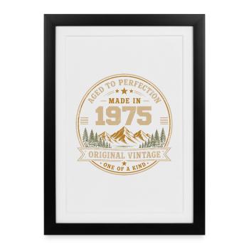 1975 Rétro 1975 Vintage 1975 Cadeau 1975 - Affiche encadrée (27 × 37 cm) - noir - Devant