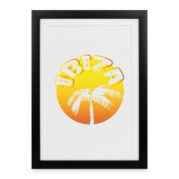 IBIZA claim round with palm tree - Framed poster (27 × 37 cm) - black - Front