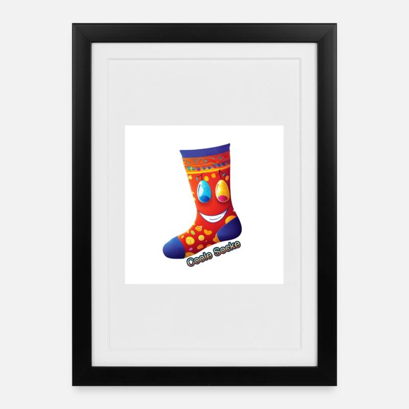 Chaussette Oole | Un design joyeux avec le sourire - Affiche encadrée (27 × 37 cm) - noir