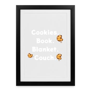 Cookies. Book. Blanket. Couch - Framed poster (27 × 37 cm) - black - Front