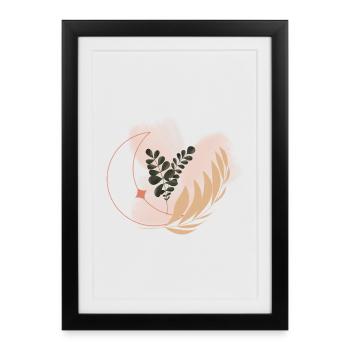 Florale Pastel Cercle Feuilles - Affiche encadrée (27 × 37 cm) - noir - Devant
