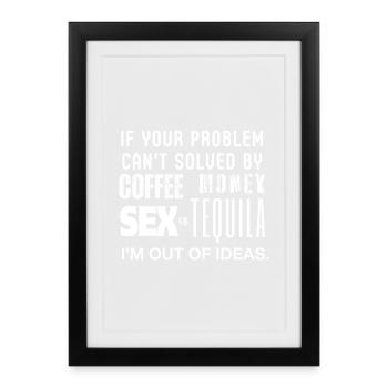 En panne d’idées Café Tequila Tee - Affiche encadrée (27 × 37 cm) - noir - Devant