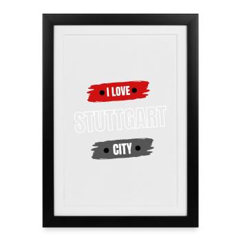 I love Stuttgart City | Schwabenland 0711 - Gerahmtes Poster (27 × 37 cm) - Schwarz - Vorne