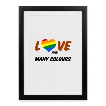 Love has many colours Gay Homo amour cadeau - Affiche encadrée (27 × 37 cm) - noir - Devant