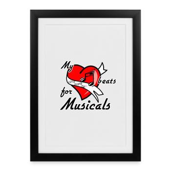 Heart for Musical Musik Theater Fan Liebe Geschenk - Gerahmtes Poster (27 × 37 cm) - Schwarz - Vorne