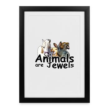 Animaux Bijoux Animaux Bien-être animal Cadeau - Affiche encadrée (27 × 37 cm) - noir - Devant
