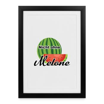 Melone Wassermelone Somme - Gerahmtes Poster (27 × 37 cm) - Schwarz - Vorne
