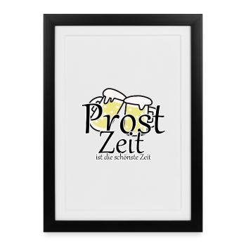 Prost Bier Biergarten Spruch - Gerahmtes Poster (27 × 37 cm) - Schwarz - Vorne