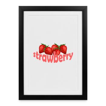 Fraise - Affiche encadrée (27 × 37 cm) - noir - Devant