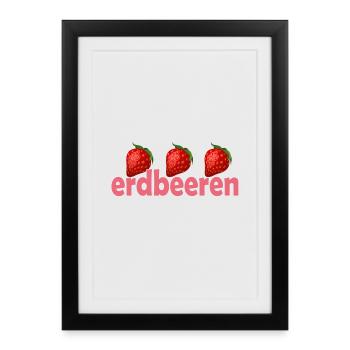Fraises - Affiche encadrée (27 × 37 cm) - noir - Devant