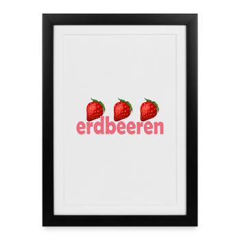 Strawberries - Framed poster (27 × 37 cm) - black - Front