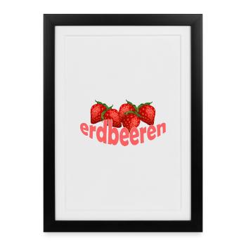Fraises - Affiche encadrée (27 × 37 cm) - noir - Devant