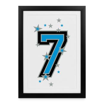 Le nombre sept, et les étoiles 7 - Affiche encadrée (27 × 37 cm) - noir - Devant