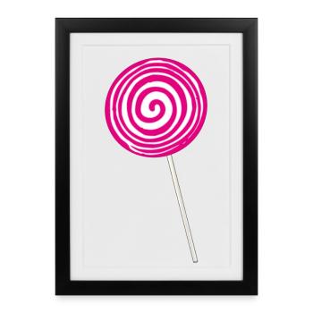 Sucette sucette Candy Bonbons Lolly Gournard - Affiche encadrée (27 × 37 cm) - noir - Devant