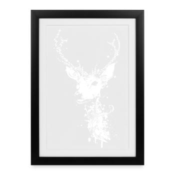 A white deer head - Framed poster (27 × 37 cm) - black - Front