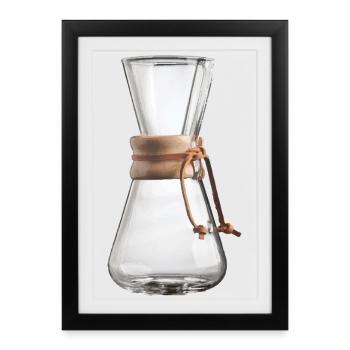 Chemex Design Carafe Verser Verre Sur Café Prêt - Affiche encadrée (27 × 37 cm) - noir - Devant