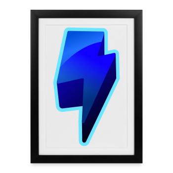 NeonBlitz Lightning Graphic Blue - Framed poster (27 × 37 cm) - black - Front