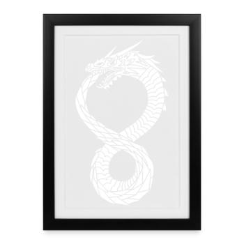 Dragon infini blanc - Affiche encadrée (27 × 37 cm) - noir - Devant